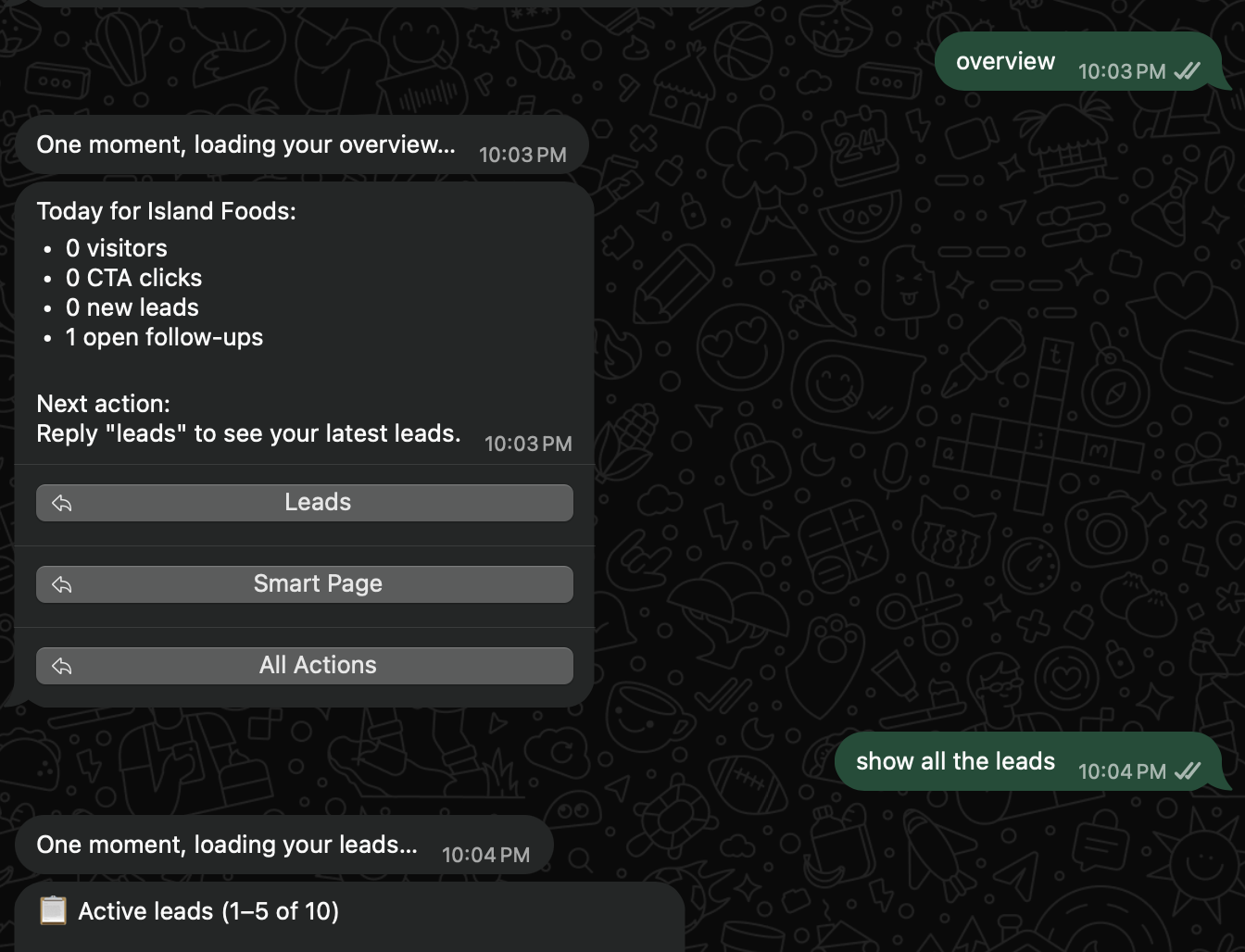 WhatsApp morning business overview